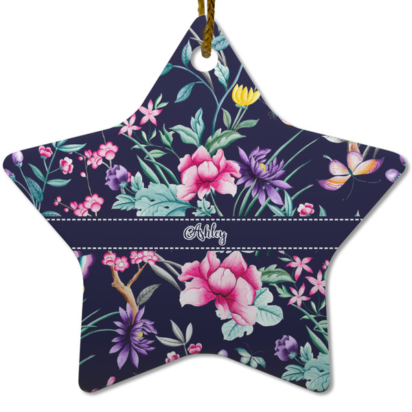 Custom Chinoiserie Star Ceramic Ornament w/ Name or Text