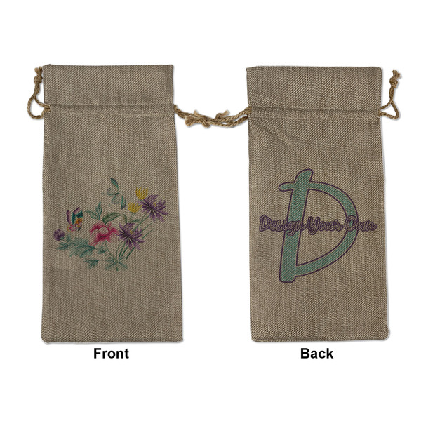 Custom Chinoiserie Large Burlap Gift Bag - Front & Back (Personalized)