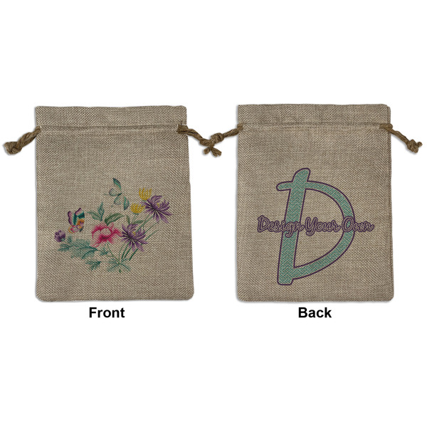 Custom Chinoiserie Medium Burlap Gift Bag - Front & Back (Personalized)