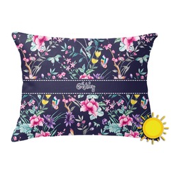 Chinoiserie Outdoor Throw Pillow (Rectangular) (Personalized)