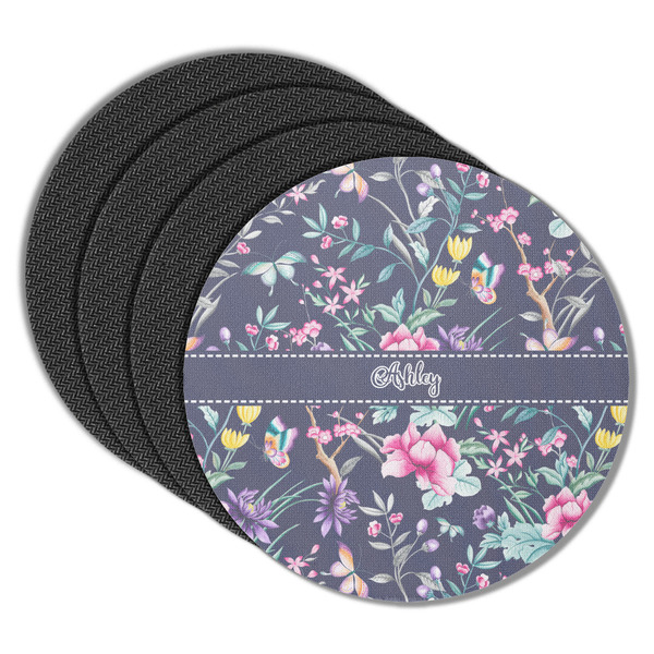 Custom Chinoiserie Round Rubber Backed Coasters - Set of 4 (Personalized)