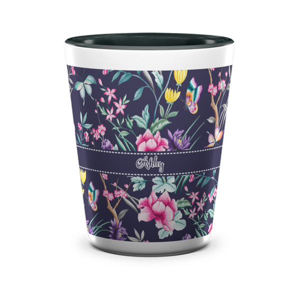 Custom Chinoiserie Ceramic Shot Glass - 1.5 oz - Two Tone - Single (Personalized)