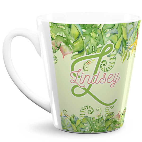 Custom Tropical Leaves Border 12 Oz Latte Mug (Personalized)