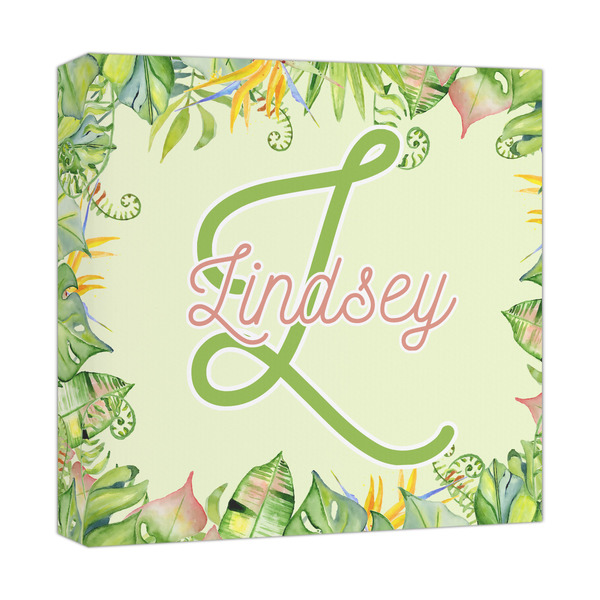 Custom Tropical Leaves Border Canvas Print - 12x12 (Personalized)