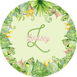 Tropical Leaves Border Multipurpose Round Labels - Custom Sized (Personalized)