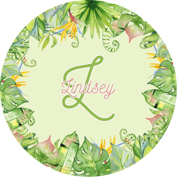 Custom Tropical Leaves Border Multipurpose Round Labels - 3" (Personalized)