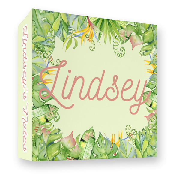 Custom Tropical Leaves Border 3 Ring Binder - Full Wrap - 3" (Personalized)