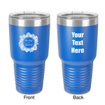 Tropical Leaves Border 30 oz Stainless Steel Tumbler - Royal Blue - Double-Sided (Personalized)