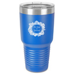 Tropical Leaves Border 30 oz Stainless Steel Tumbler - Royal Blue - Single-Sided (Personalized)