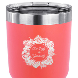 Tropical Leaves Border 30 oz Stainless Steel Tumbler - Coral - Single Sided (Personalized)