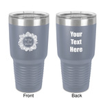 Tropical Leaves Border 30 oz Stainless Steel Tumbler - Grey - Double-Sided (Personalized)