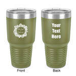 Tropical Leaves Border 30 oz Stainless Steel Tumbler - Olive - Double-Sided (Personalized)