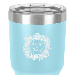 Tropical Leaves Border 30 oz Stainless Steel Tumbler - Teal - Single-Sided (Personalized)