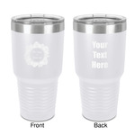 Tropical Leaves Border 30 oz Stainless Steel Tumbler - White - Double-Sided (Personalized)