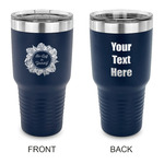 Tropical Leaves Border 30 oz Stainless Steel Tumbler - Navy - Double Sided (Personalized)