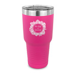 Tropical Leaves Border 30 oz Stainless Steel Tumbler - Pink - Single Sided (Personalized)