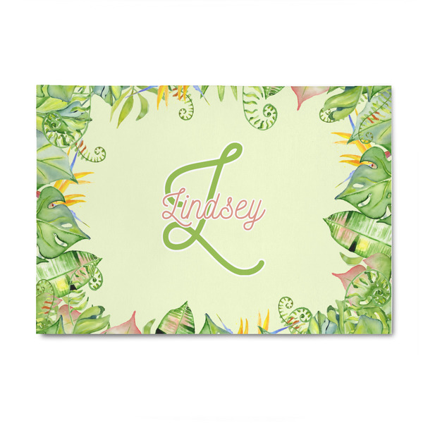 Custom Tropical Leaves Border 4' x 6' Patio Rug (Personalized)