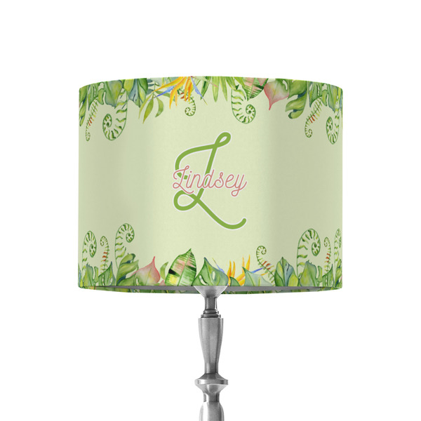 Custom Tropical Leaves Border 8" Drum Lamp Shade - Fabric (Personalized)