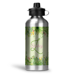 Tropical Leaves Border Water Bottle - Aluminum - 20 oz (Personalized)