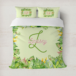 Tropical Leaves Border Duvet Cover Set - Full / Queen (Personalized)