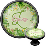 Tropical Leaves Border Cabinet Knob (Black) (Personalized)