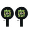 Tropical Leaves Border Black Plastic 7" Stir Stick - Double Sided - Round - Front & Back