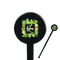 Tropical Leaves Border Black Plastic 7" Stir Stick - Round - Closeup