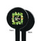 Tropical Leaves Border Black Plastic 7" Stir Stick - Single Sided - Round - Front & Back