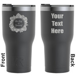 Tropical Leaves Border RTIC Tumbler - Black - Engraved Front & Back (Personalized)