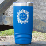 Tropical Leaves Border 20 oz Stainless Steel Tumbler - Royal Blue - Single Sided (Personalized)