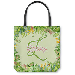 Tropical Leaves Border Canvas Tote Bag - Large - 18"x18" (Personalized)