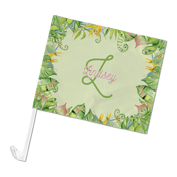 Custom Tropical Leaves Border Car Flag (Personalized)