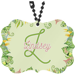 Tropical Leaves Border Rear View Mirror Charm (Personalized)