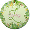 Tropical Leaves Border Ceramic Flat Ornament - Circle (Front)