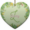 Tropical Leaves Border Ceramic Flat Ornament - Heart (Front)