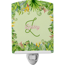 Tropical Leaves Border Ceramic Night Light (Personalized)
