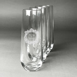 Tropical Leaves Border Champagne Flute - Stemless Engraved - Set of 4 (Personalized)