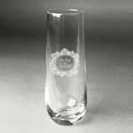 Tropical Leaves Border Champagne Flute - Stemless Engraved - Single (Personalized)