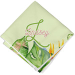 Tropical Leaves Border Cloth Napkin w/ Name and Initial