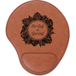 Tropical Leaves Border Leatherette Mouse Pad with Wrist Support (Personalized)