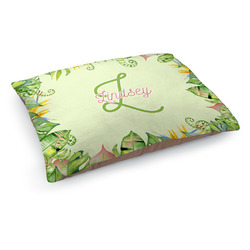 Tropical Leaves Border Dog Bed - Medium w/ Name and Initial