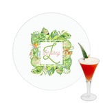 Tropical Leaves Border Printed Drink Topper -  2.5" (Personalized)