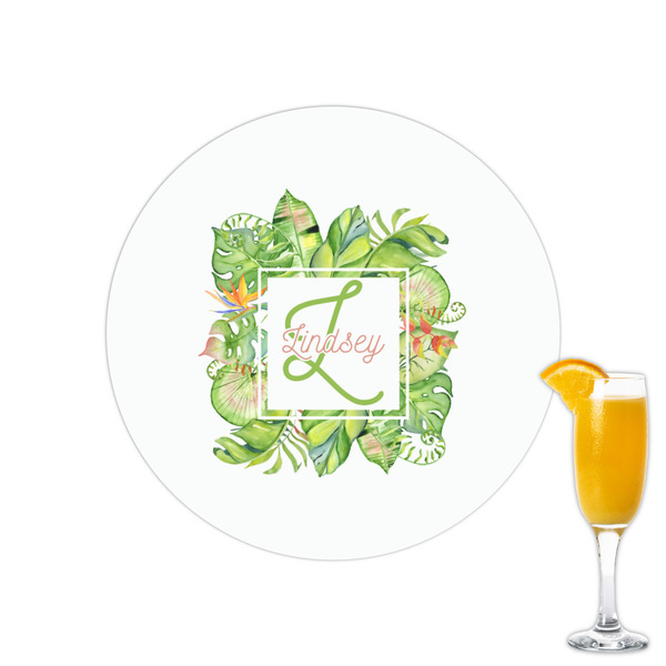 Custom Tropical Leaves Border Printed Drink Topper - 2.15" (Personalized)