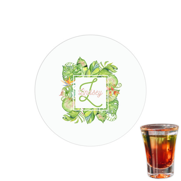 Custom Tropical Leaves Border Printed Drink Topper - 1.5" (Personalized)