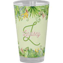 Tropical Leaves Border Pint Glass - Full Color (Personalized)