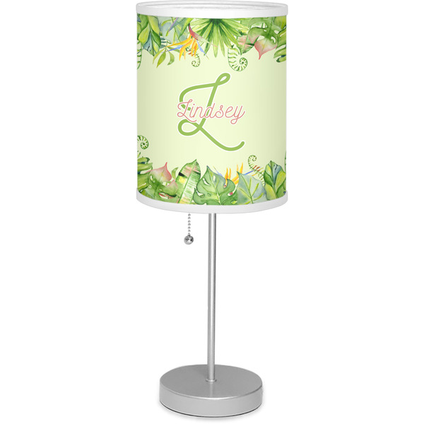 Custom Tropical Leaves Border 7" Drum Lamp with Shade (Personalized)