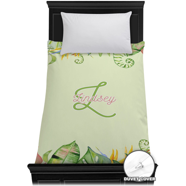 Custom Tropical Leaves Border Duvet Cover - Twin XL (Personalized)