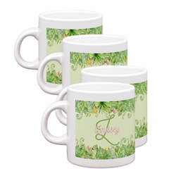 Tropical Leaves Border Single Shot Espresso Cups - Set of 4 (Personalized)