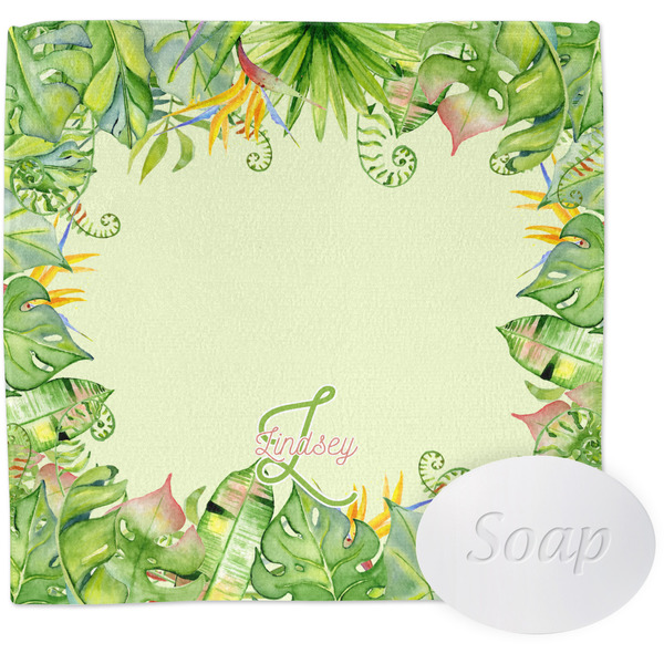 Custom Tropical Leaves Border Washcloth (Personalized)