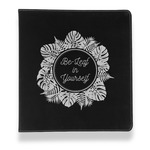 Tropical Leaves Border Leather Binder - 1" - Black (Personalized)